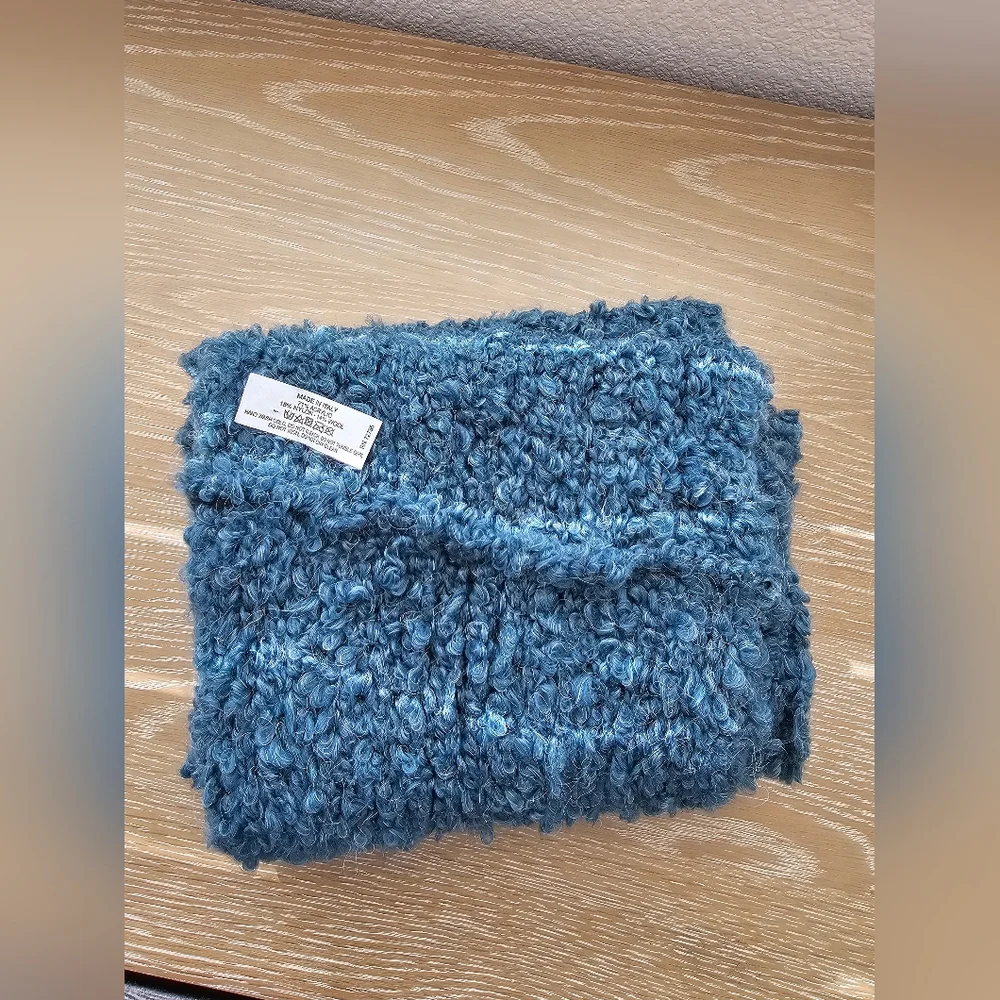 Made in Italy Teal Boucle Infinity Scarf | Chunky Knit Wool Blend Snood